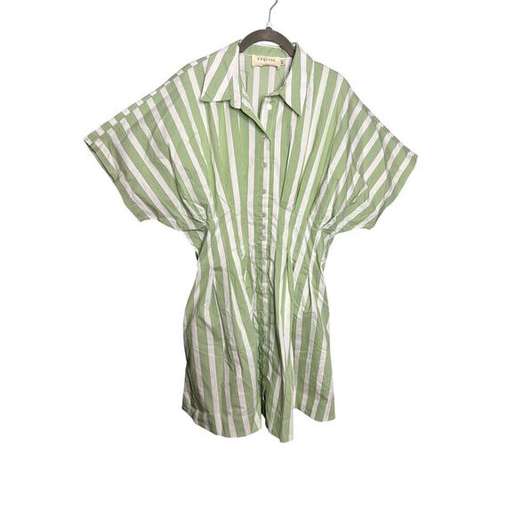Anthropologie The Tobie Mini Shirt Dress by Exquise Large Green Stripe - Picture 5 of 8